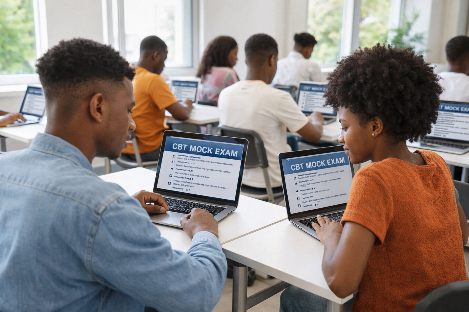 Students practicing a mock exam